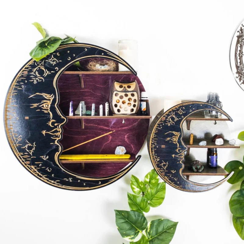 Wall-mounted Moon Rack Wooden Storage Display Shelf Crystal Essential Oil Sundries Display Stand Home Kitchen Ornaments Shelf
Wall-mounted Moon Rack Wooden Storage Display Shelf Crystal Essential Oil Sundries Display Stand Home Kitchen Ornaments Shelf