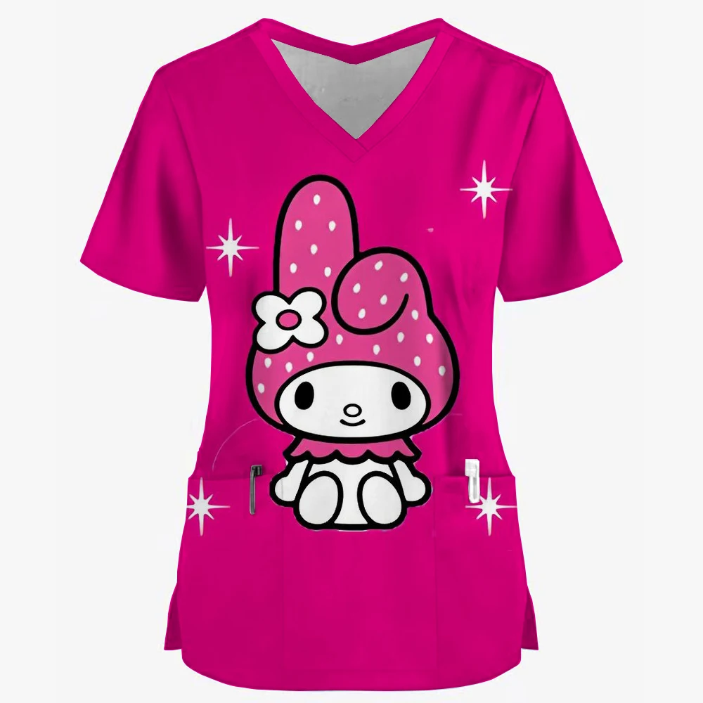 2024 топы с рисунком Hello Kitty Женская Рабочая Униформа для дантиста медицинская