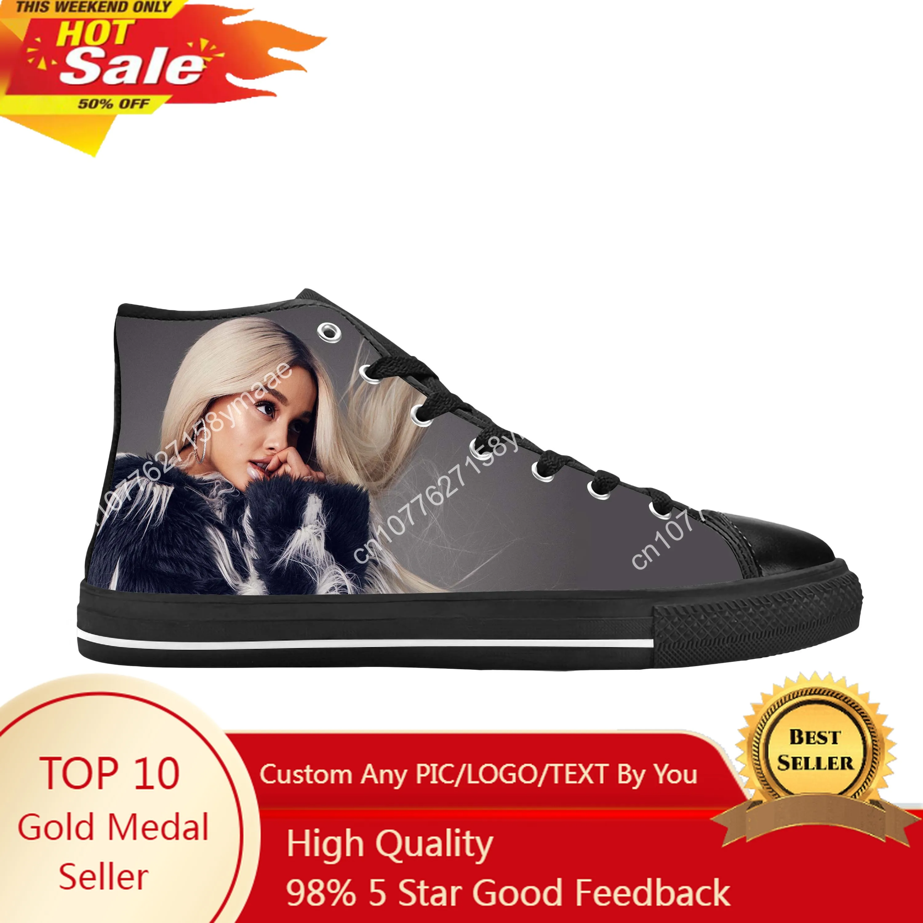 Pop Singer Music Ariana Cute Fashion Popular Rock Casual Cloth Shoes High Top Comfortable Breathable 3D Print Men Women Sneakers
Pop Singer Music Ariana Cute Fashion Popular Rock Casual Cloth Shoes High Top Comfortable Breathable 3D Print Men Women Sneakers