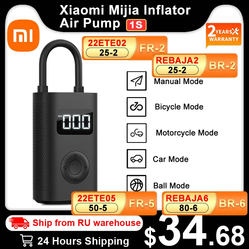 New Mi Original 2021 2022 Mijia Portable Electric Air Compressor 1S Inflator Smart Home Air Pump for Bike Car Tire Ball Xiaomi
New Mi Original 2021 2022 Mijia Portable Electric Air Compressor 1S Inflator Smart Home Air Pump for Bike Car Tire Ball Xiaomi