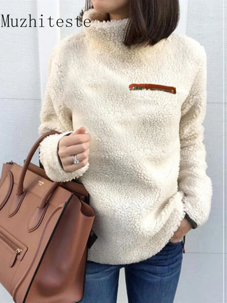 New Winter Plush Pullover Women's Fashion Zipper High Neck Bottomed Top Sweatshirt Winter Clothes Women Fashion Tops 2022 Women
New Winter Plush Pullover Women's Fashion Zipper High Neck Bottomed Top Sweatshirt Winter Clothes Women Fashion Tops 2022 Women