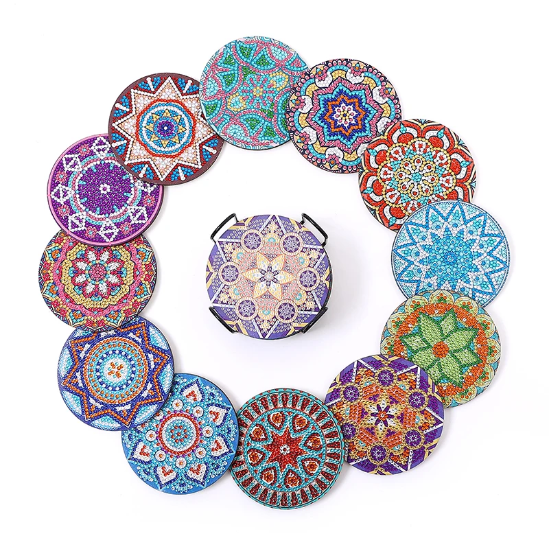 12pcs Diamond Art Coasters With Holder Diy Mandala Pattern Strong Adhesion Diamond Painting Kits Table Placemat Cup Mat Pad
12pcs Diamond Art Coasters With Holder Diy Mandala Pattern Strong Adhesion Diamond Painting Kits Table Placemat Cup Mat Pad