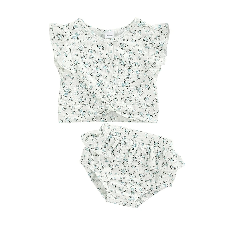 3-24M 2Pcs Summer Infant Baby Girls Outfits Fly Sleeve Twist Front Floral Tops + Ruffle Shorts Clothes Set
3-24M 2Pcs Summer Infant Baby Girls Outfits Fly Sleeve Twist Front Floral Tops + Ruffle Shorts Clothes Set