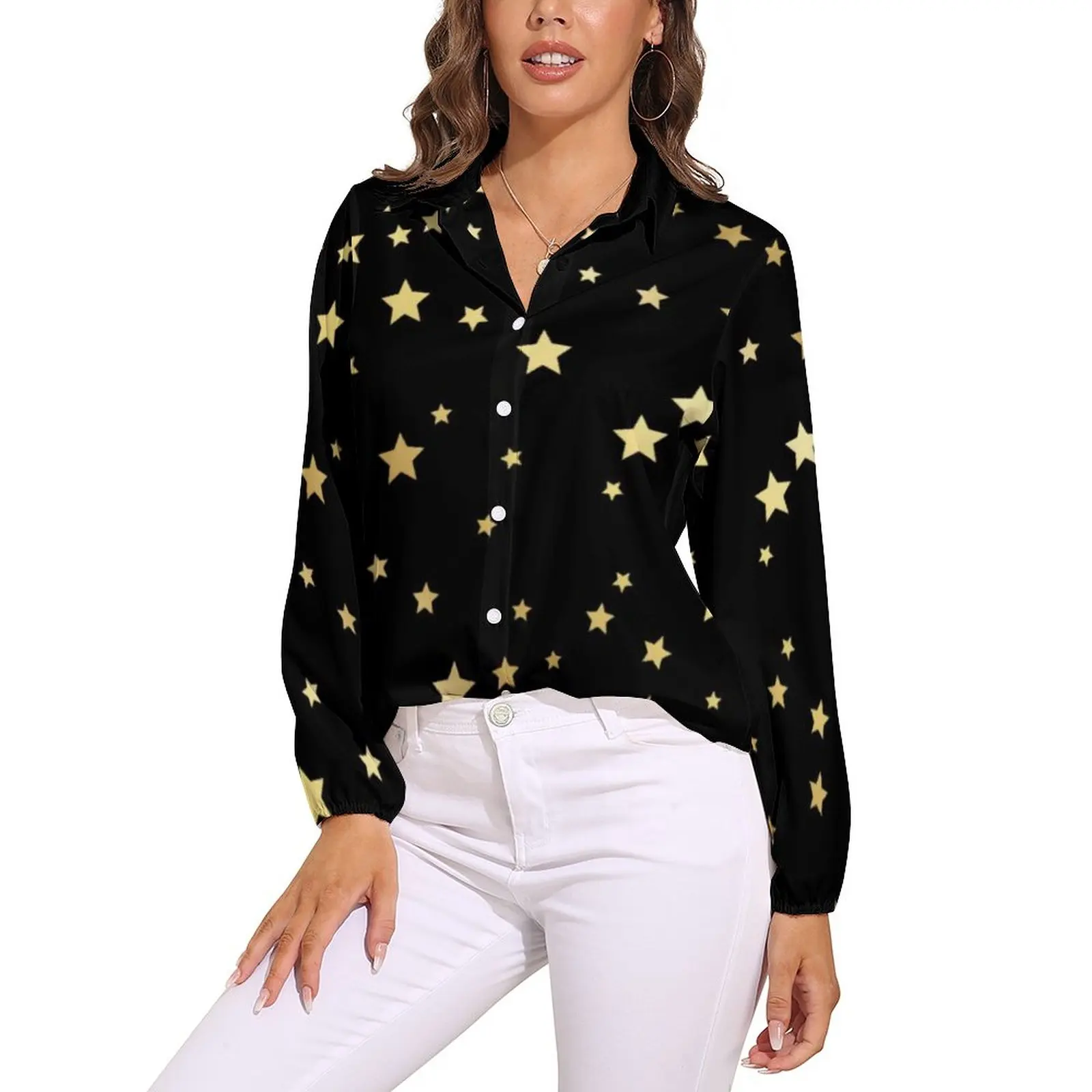 Gold Star Blouse Stars Pattern Office Pattern Blouses Female Long Sleeve Casual Shirt Spring Oversized Tops
Gold Star Blouse Stars Pattern Office Pattern Blouses Female Long Sleeve Casual Shirt Spring Oversized Tops
