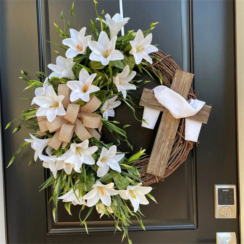Easter Cross Wreath with Bow Rattan Ring Garland Hanging Ornament for Home Front Door Wall Garden Decoration Art Gift 2023 New
Easter Cross Wreath with Bow Rattan Ring Garland Hanging Ornament for Home Front Door Wall Garden Decoration Art Gift 2023 New