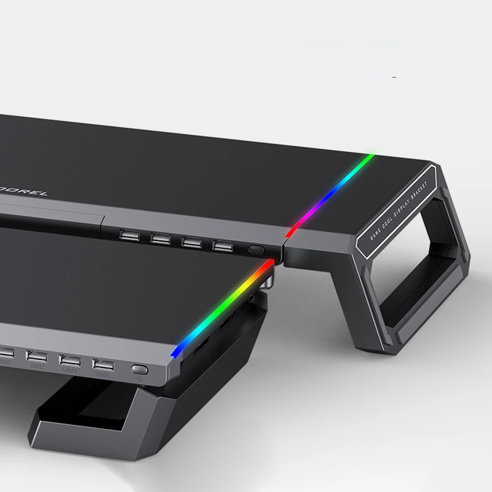 2022 New PC Holder RGB 4 USB 3.0 Charging Desk Support Universal Monitor Stand Riser Adjustable Desktop Computer Monitor Riser 
2022 New PC Holder RGB 4 USB 3.0 Charging Desk Support Universal Monitor Stand Riser Adjustable Desktop Computer Monitor Riser