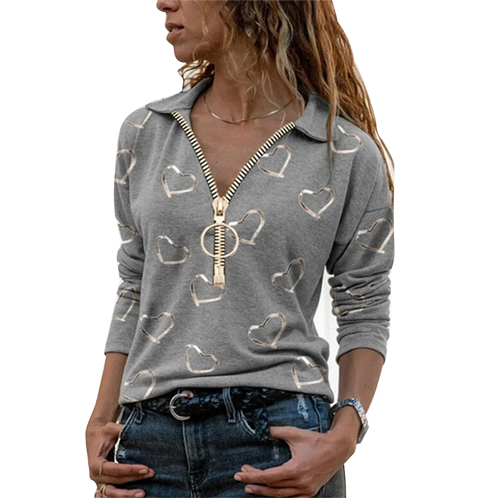 Women's Top 2022 Love Printing T-shirt Sexy V-neck Zipper Long-sleeved T-shirt Casual Loose Pullover Valentine's Day Tee Tunics
Women's Top 2022 Love Printing T-shirt Sexy V-neck Zipper Long-sleeved T-shirt Casual Loose Pullover Valentine's Day Tee Tunics