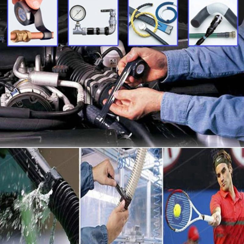 Waterproof Silicone Performance Repair Tape Self-adhesive Strong Black Rubber Silicone Bonding Tape Self Fusing Wire Tape 1.5/3M 
Waterproof Silicone Performance Repair Tape Self-adhesive Strong Black Rubber Silicone Bonding Tape Self Fusing Wire Tape 1.5/3M