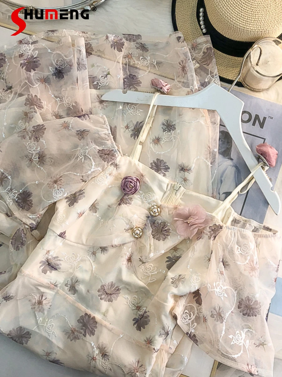 French Sweet Off-Shoulder Sequined High Waist Flower Dress Women's 2022 Summer Fashion Sweet Strap Floral Fairy Mesh Long Dress
French Sweet Off-Shoulder Sequined High Waist Flower Dress Women's 2022 Summer Fashion Sweet Strap Floral Fairy Mesh Long Dress