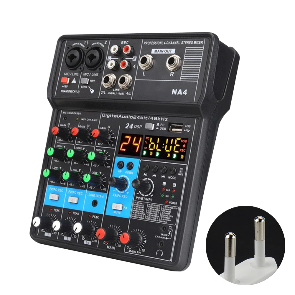 24DSP Compatible Live Sound Card Audio Mixer ARM Chip DJ 4 Channel Broadcast With Microphone Low Noise USB Playback
24DSP Compatible Live Sound Card Audio Mixer ARM Chip DJ 4 Channel Broadcast With Microphone Low Noise USB Playback