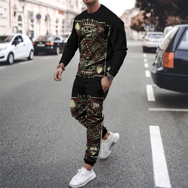 New 2022 Fall Casual Sports Suit Men's 3D Playing Card Printing Long Sleeve T-Shirt 2 Piece Pants Sportswear High Quality
New 2022 Fall Casual Sports Suit Men's 3D Playing Card Printing Long Sleeve T-Shirt 2 Piece Pants Sportswear High Quality