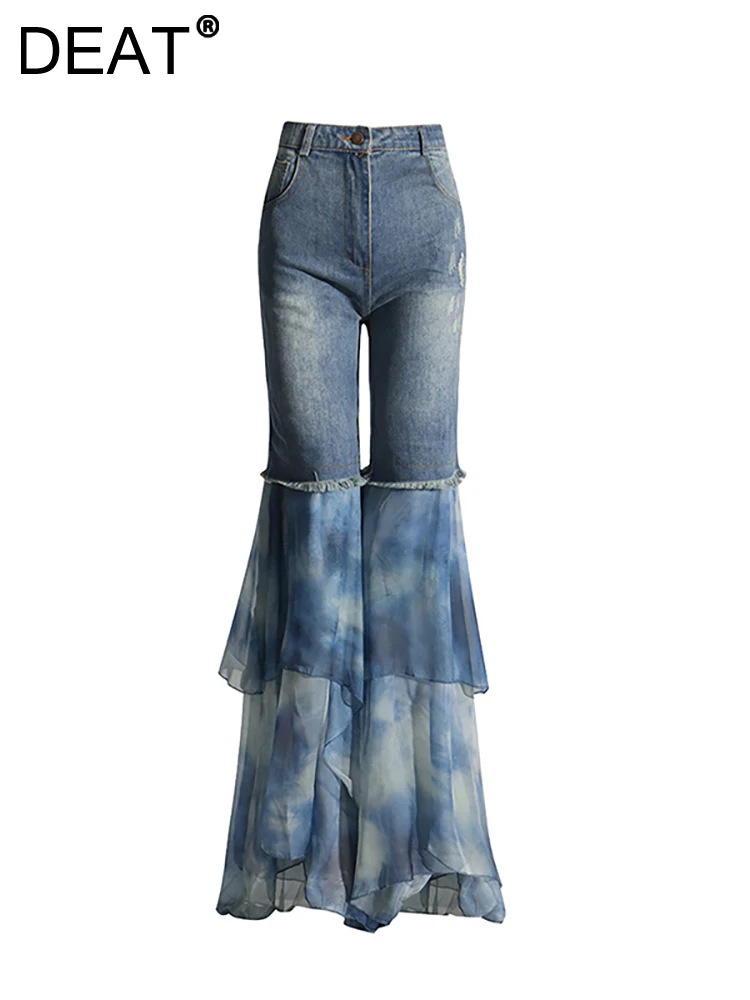 DEAT Women's Jeans High Waist Irregular Tie-dye Chiffon Long Straight Distressed Denim Pants 2023 Autumn New Fashion 29L3002
DEAT Women's Jeans High Waist Irregular Tie-dye Chiffon Long Straight Distressed Denim Pants 2023 Autumn New Fashion 29L3002