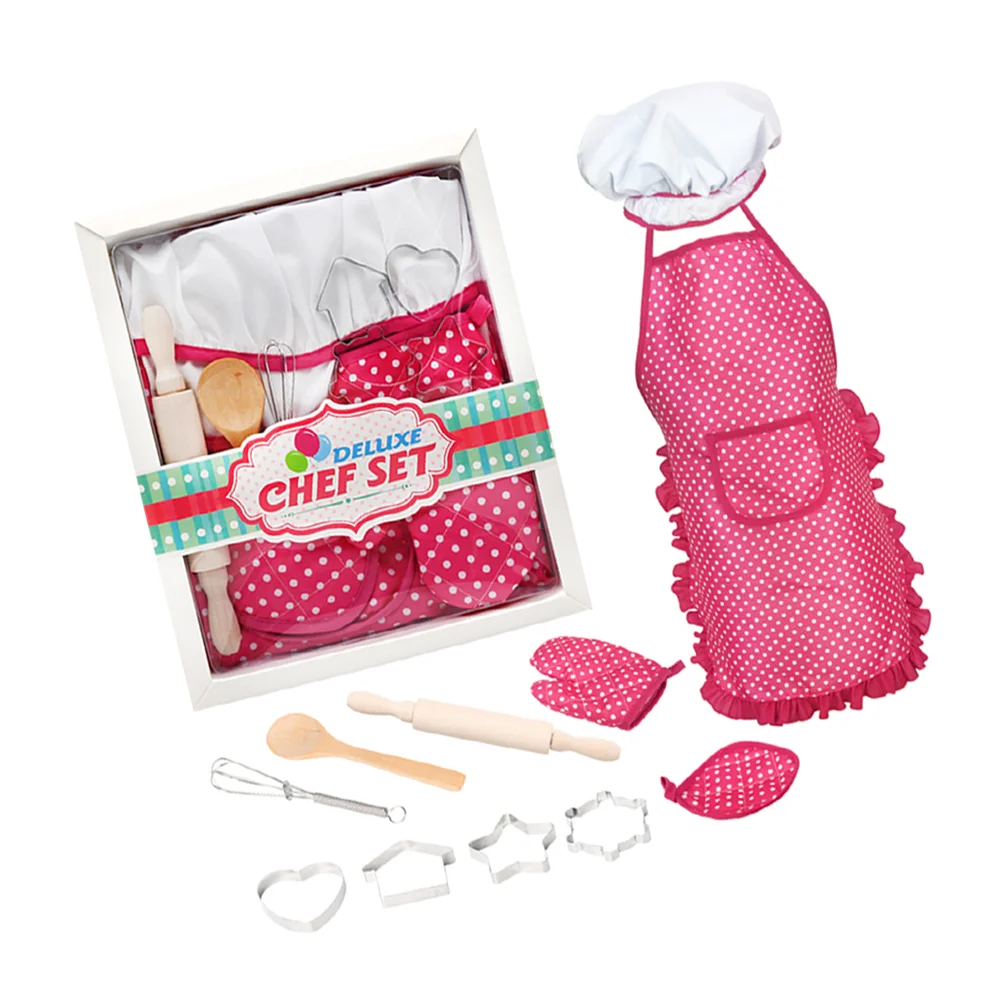 

Kitchen Baking Tool Apron Set 11 Pretend Role Play Toy Playing House Simulation Ware Cooking Utensil Tableware Kid Gloves