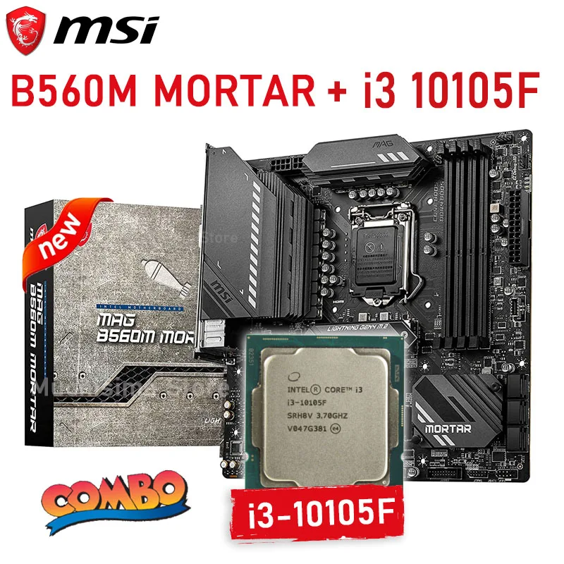 LGA1200 MSI B560M MORTAR Motherboard + Intel i3 10105F Combo Kit DDR4 128GB M.2 PCI-E 4.0 Placa-mãe Desktop Intel B560 NEW 1200
LGA1200 MSI B560M MORTAR Motherboard + Intel i3 10105F Combo Kit DDR4 128GB M.2 PCI-E 4.0 Placa-mãe Desktop Intel B560 NEW 1200