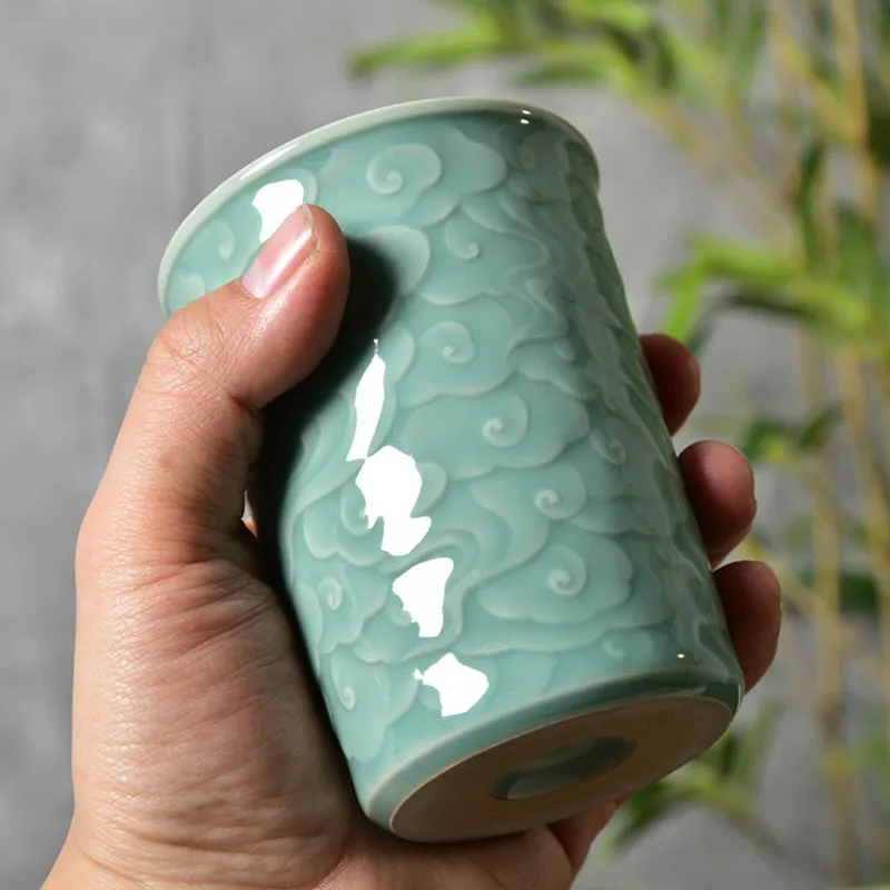 Qing Yun Ge Chinese Teacup Flat Cup For Cola Beer 10oz Ceramic Mug of Tea Decor Auspicious Cloud Porcelain Drinkware
Qing Yun Ge Chinese Teacup Flat Cup For Cola Beer 10oz Ceramic Mug of Tea Decor Auspicious Cloud Porcelain Drinkware