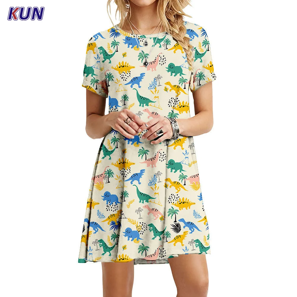 New Cartoon Dinosaur Dress Short Sleeve 3D Printed Women Fashion Style Kawaii Dresses Casual Pullover For Oversized Summer Dress
New Cartoon Dinosaur Dress Short Sleeve 3D Printed Women Fashion Style Kawaii Dresses Casual Pullover For Oversized Summer Dress