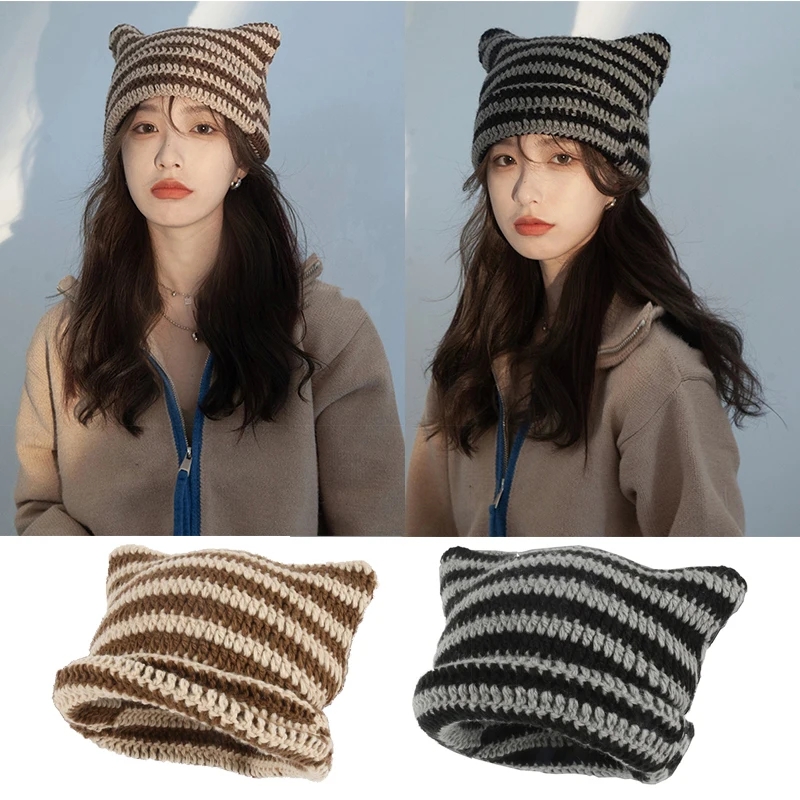 2022 Fashion Y2K Crochet Beanie Hat Ins Striped Knitted Wool Cap Winter Cat Ears Pointed Pullover Women's Party Hats Accessories
2022 Fashion Y2K Crochet Beanie Hat Ins Striped Knitted Wool Cap Winter Cat Ears Pointed Pullover Women's Party Hats Accessories