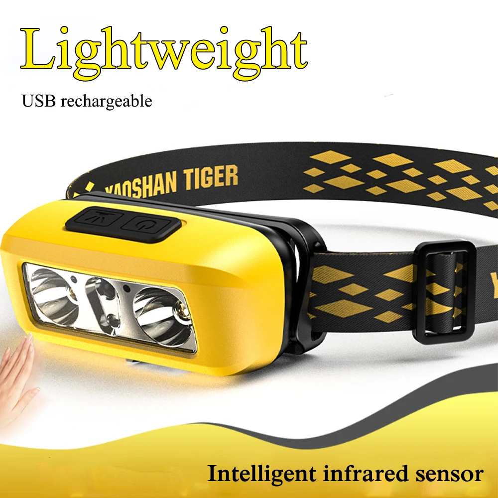 

High Lumens LED Headlamp Smart IR Motion Sensor Headlight USB Rechargeable Head Lamp Waterproof Head Light Induction Head Torch