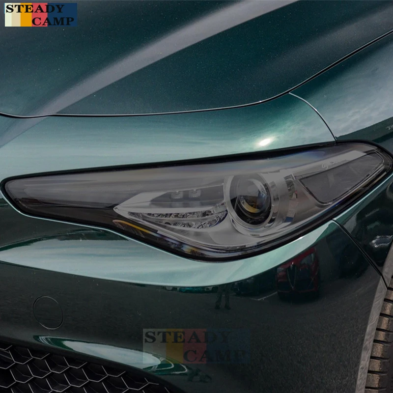 2 шт. Защитная пленка для автомобильных фар дымчатый черный Оттенок Виниловая прозрачная ТПУ наклейка для Alfa Romeo Giulia 952 2016-gift