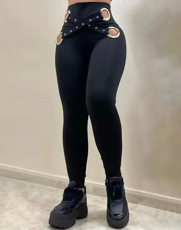 Cutout O-Ring Eyelet Skinny Pants Women Leggings Pants Solid Small Feet Stretch Trousers Slim Fit Autumn High Waist Casual
Cutout O-Ring Eyelet Skinny Pants Women Leggings Pants Solid Small Feet Stretch Trousers Slim Fit Autumn High Waist Casual
