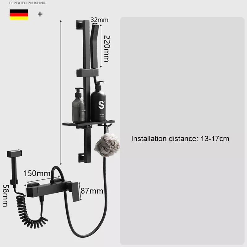 Black Shower Faucet Cold and Hot Can Be Installed at Any Height Simple Bathtub Faucet Wall Mounted Shower
Black Shower Faucet Cold and Hot Can Be Installed at Any Height Simple Bathtub Faucet Wall Mounted Shower