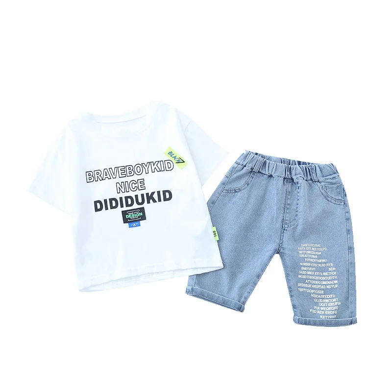 New summer Wear Children's Clothing Sets Toddler Baby Girls Boys Letter Printing T-shirt + Denim Shorts 2pcs Kids Outfits Set
New summer Wear Children's Clothing Sets Toddler Baby Girls Boys Letter Printing T-shirt + Denim Shorts 2pcs Kids Outfits Set