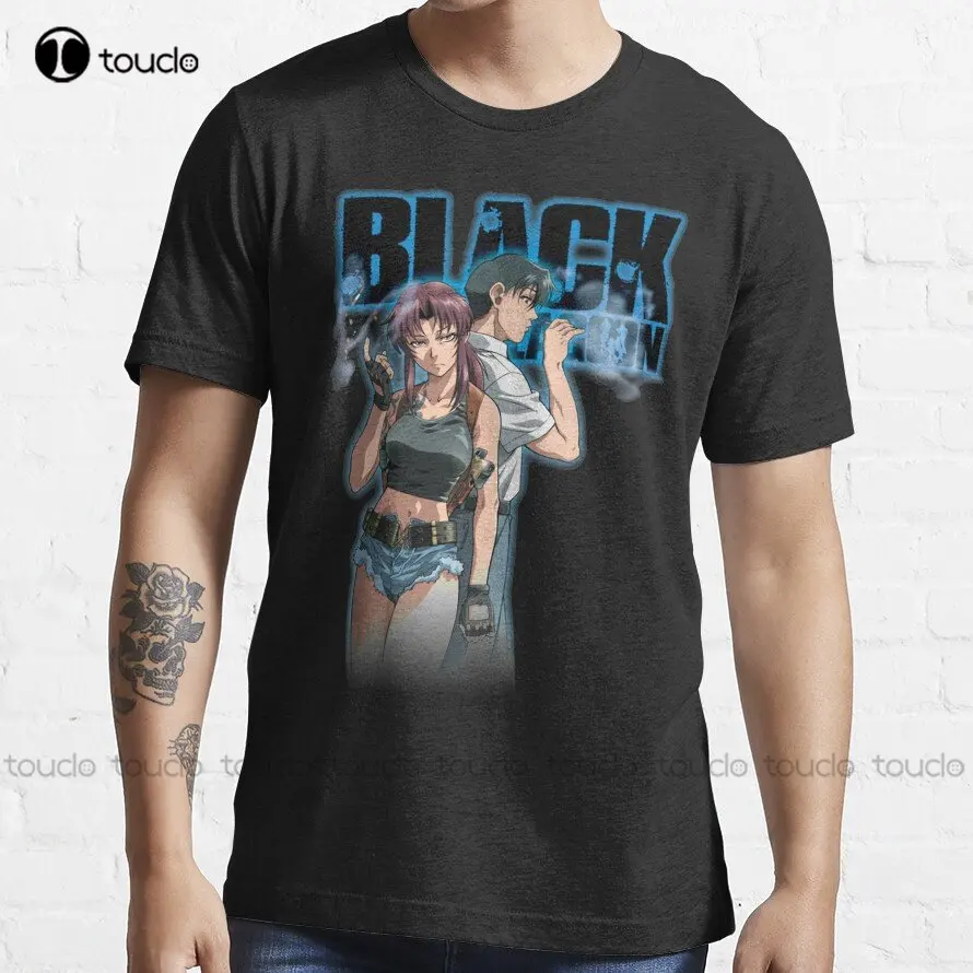 

Трендовая футболка с изображением Черной лагуны на заказ, Футболки унисекс с цифровой печатью для подростков, забавная уличная одежда, мультяшная футболка, подарок на заказ