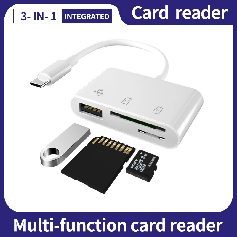 

Multi 3 in 1 USB Type C Card Reader to SD TF Adapter for Macbook Pro Type-C Port USB Connection Smart Memory Card Reader