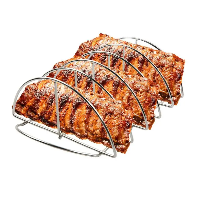 

Standing Rib Rack Ribs Racks For Camping With 5 Slots BBQ Accessories For Barbecue Picnic Camping And Slow Cook For Lamb Chops