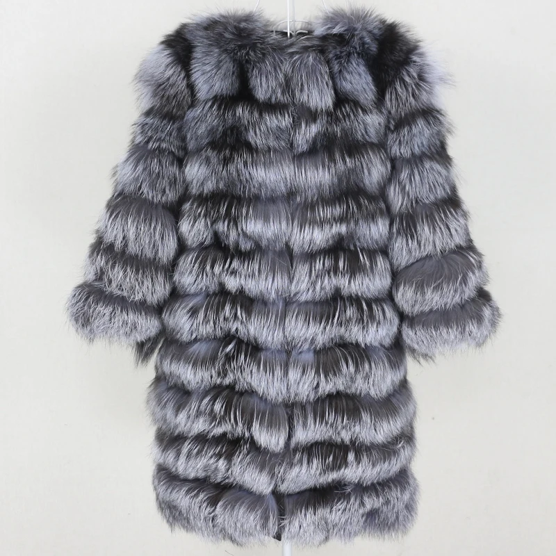 

OFTBUY 2023 New Winter Jacket Women Long Real Fur Coat Natural Big Fluffy Fox Fur Outerwear Streetwear Thick Warm Three Quarter
