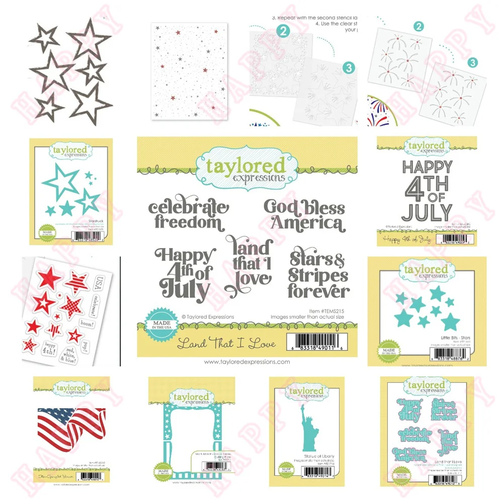 

Happy Fireworks Under the Stars on July 4th Metal Cutting Die Stamp Stencil Scrapbook Diary Diy Decoration Stencils Card Handmad