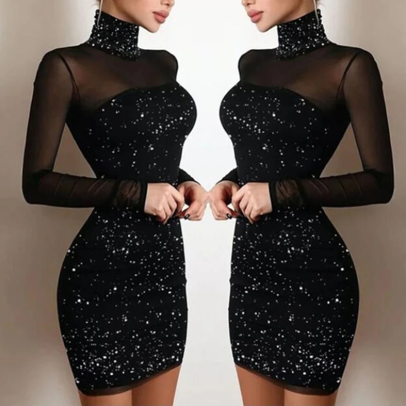 Mesh Patchwork Women Spring Dress Long Sleeve Turtleneck Female Bing Skinny Dress Autumn Party Club Female Mini Dress
Mesh Patchwork Women Spring Dress Long Sleeve Turtleneck Female Bing Skinny Dress Autumn Party Club Female Mini Dress