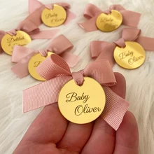 30pcs Personalized Gold/Silver Round Confetti Wedding Decor Custom Logo Bottle Labels Baptism Birthday Party Gift DIY Candy Tags