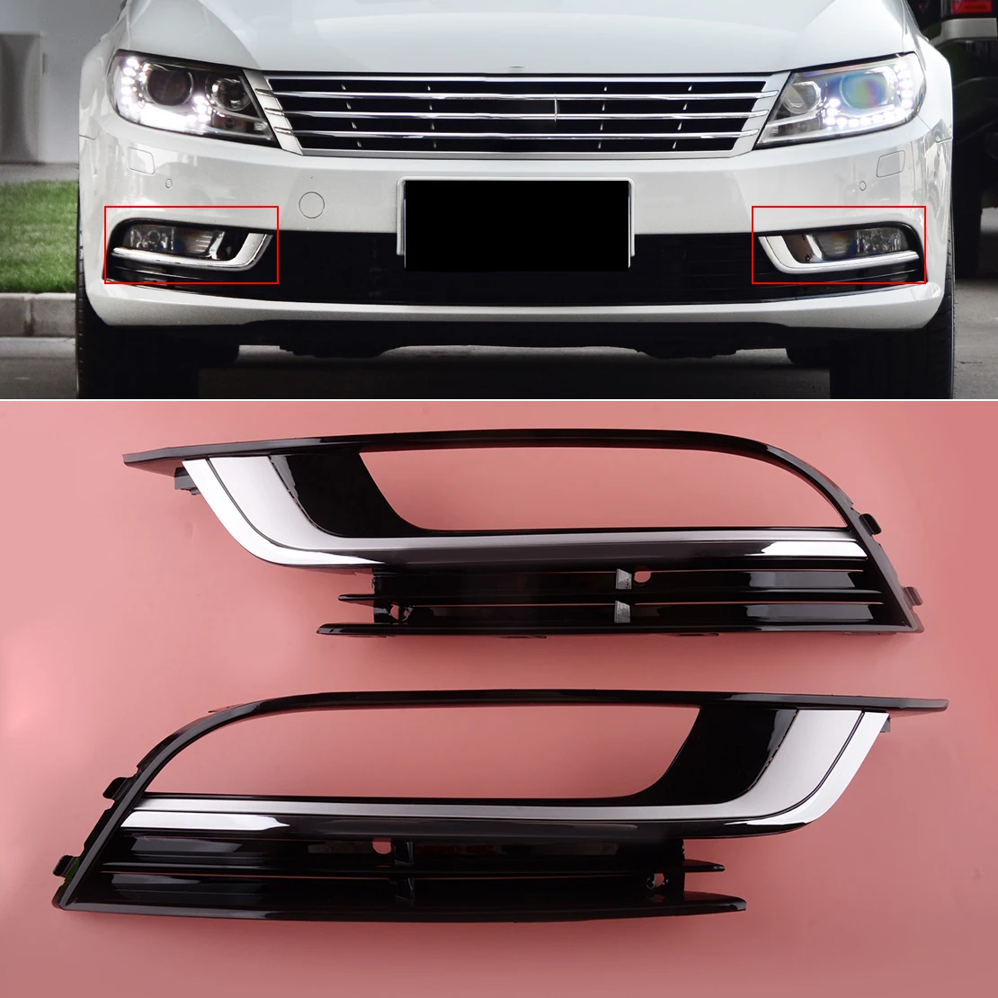 

1 Pair Front Bumper Fog Light Cover Trim Grille Bezel Frame 3C8854661 3C8854662 35D853665 35D853666 Fit for VW CC 2013-2016 2017