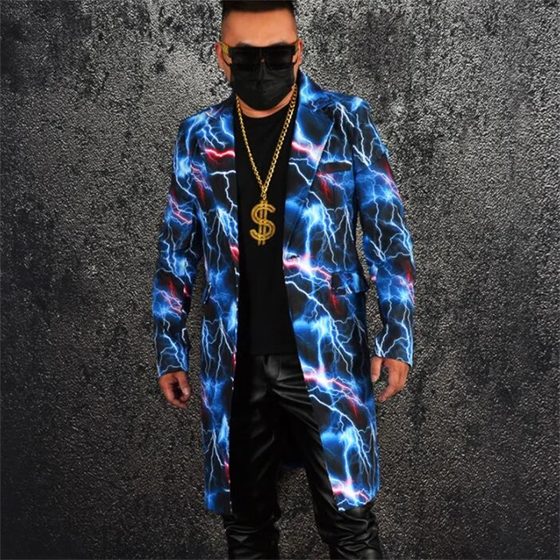 Lightning Suit Mens Blazer Jackets Visual Print Mid-Length Coat Studio Hairdresser Dress Nightclub Vestito Matrimonio Uomo
Lightning Suit Mens Blazer Jackets Visual Print Mid-Length Coat Studio Hairdresser Dress Nightclub Vestito Matrimonio Uomo