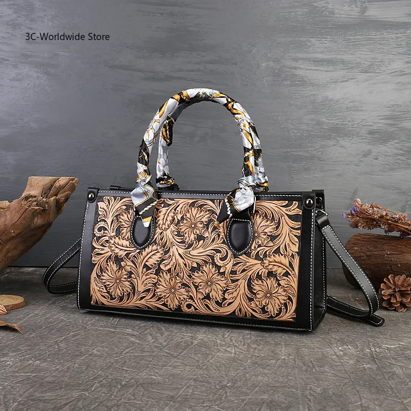 New Handmade Vintage Ethnic Style High-end Leather Handbag With Hand-carved Floral Design And Top-handle Shoulder Bag Luxury
New Handmade Vintage Ethnic Style High-end Leather Handbag With Hand-carved Floral Design And Top-handle Shoulder Bag Luxury