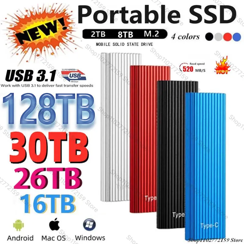 2023 New External HDD Portable 128tb SSD 4TB 8TB 16TB HD Externo Hard Disks 64TB USB3.1 Storage Decives for Computers Notebook
2023 New External HDD Portable 128tb SSD 4TB 8TB 16TB HD Externo Hard Disks 64TB USB3.1 Storage Decives for Computers Notebook