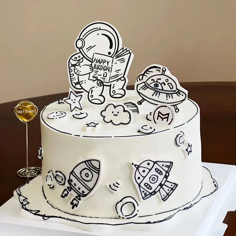 Paper Cute Astronaut Space Happy Birthday Cake Topper Galaxy Star Spaceship Cake Decoration Party Supplies Favors Baking Tools
Paper Cute Astronaut Space Happy Birthday Cake Topper Galaxy Star Spaceship Cake Decoration Party Supplies Favors Baking Tools