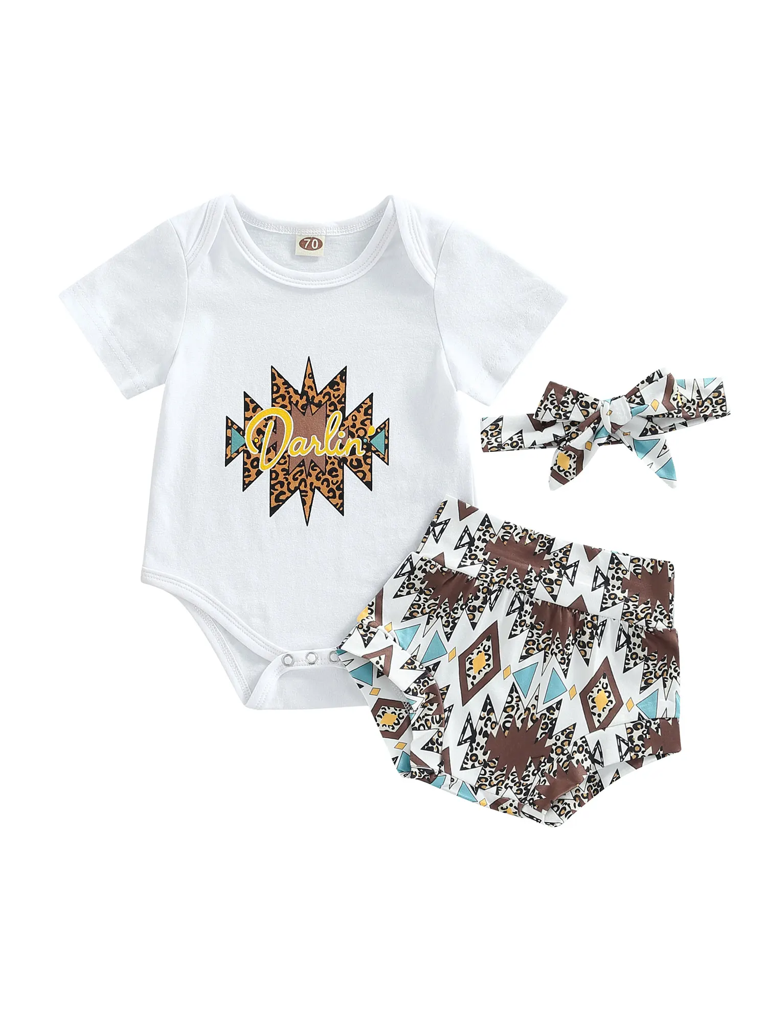 Летняя одежда для маленьких девочек, 3 шт., детский комбинезон, шорты с цветочным принтом, повязка на голову, летний комплект одежды 
Летняя одежда для маленьких девочек, 3 шт., детский комбинезон, шорты с цветочным принтом, повязка на голову, летний комплект одежды