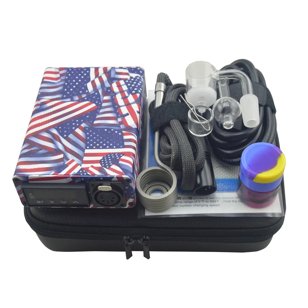 USA Flag 25mm Quartz Enail Dab Kit with Electric Digital PID Controller Heater Coil 14mm Male Joint E-Banger and Carb Cap
USA Flag 25mm Quartz Enail Dab Kit with Electric Digital PID Controller Heater Coil 14mm Male Joint E-Banger and Carb Cap