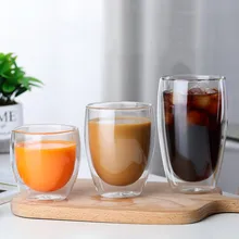 Heat Resistant Double Wall Glass Cup 80-650Ml Beer Milk Coffee Water Cups Transparent Cup Wholesale Glass Drinkware Mug Set Gift