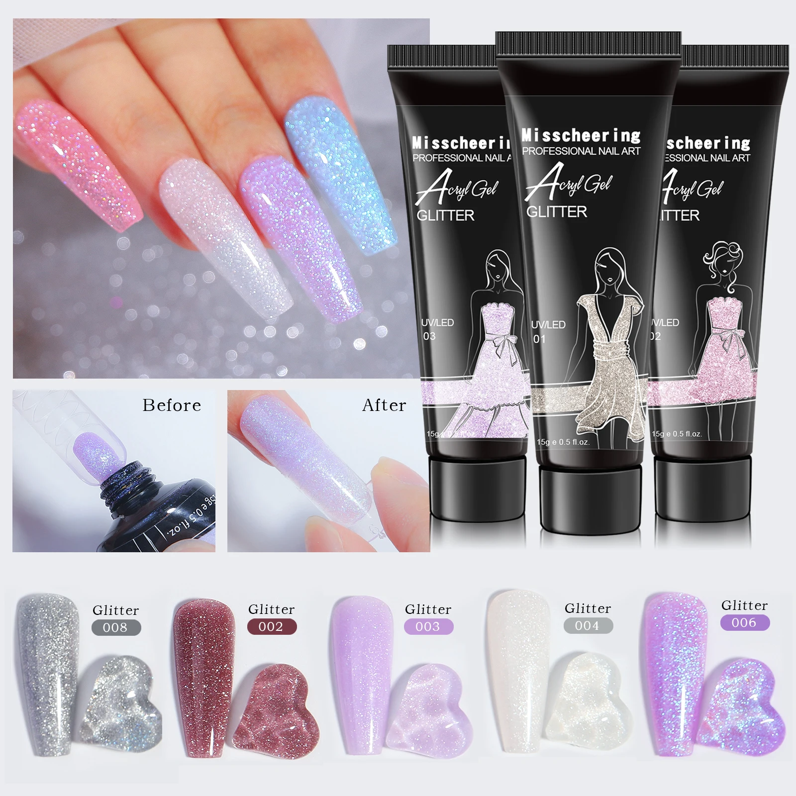 

15ml Pearlescent Nail Art Extension UV Gel Acrylic Quick Building Glue Finger Tips Polish Gel Manicure Crystal Sequins Accessory
