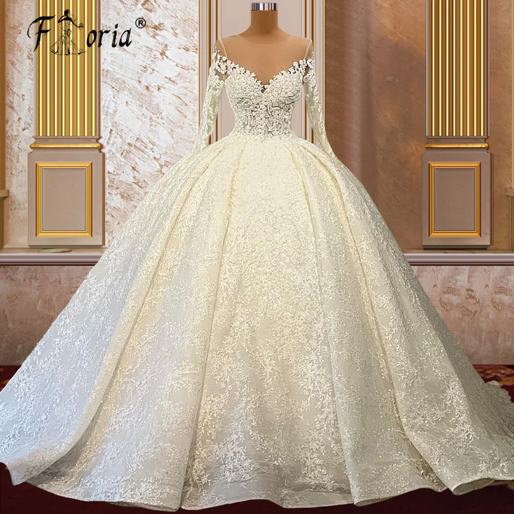 Luxury Beads Lace Applique Ball Gown Wedding Dresses Sexy Long Sleeve Wedding Bridal Gowns Plus Size Robe de Mariee
Luxury Beads Lace Applique Ball Gown Wedding Dresses Sexy Long Sleeve Wedding Bridal Gowns Plus Size Robe de Mariee
