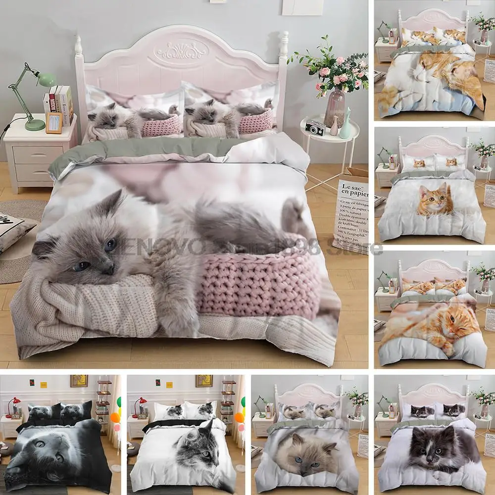 Lovely Pet Cat Bedding Set Cute Kitten Duvet Cover with Pillowcase Single Bed Sets Queen King Size Luxury Animal Quilt Covers
Lovely Pet Cat Bedding Set Cute Kitten Duvet Cover with Pillowcase Single Bed Sets Queen King Size Luxury Animal Quilt Covers