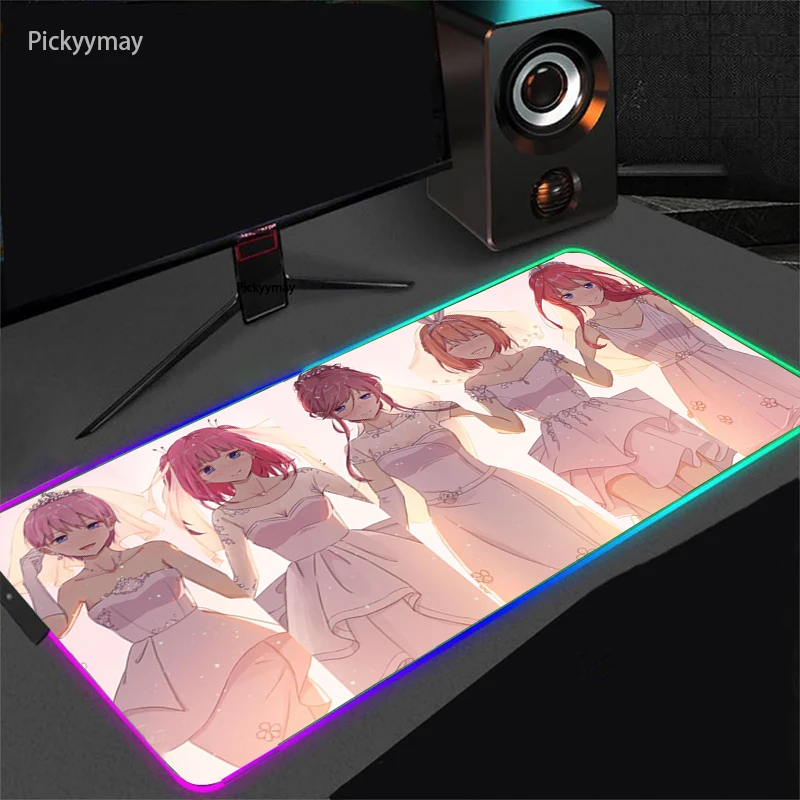

The Quintessential Quintuplets Mouse Pad RGB Gaming Anime Computer Large Mousepad Gamer Rubber Carpet LED Backlit Play Desk Mat