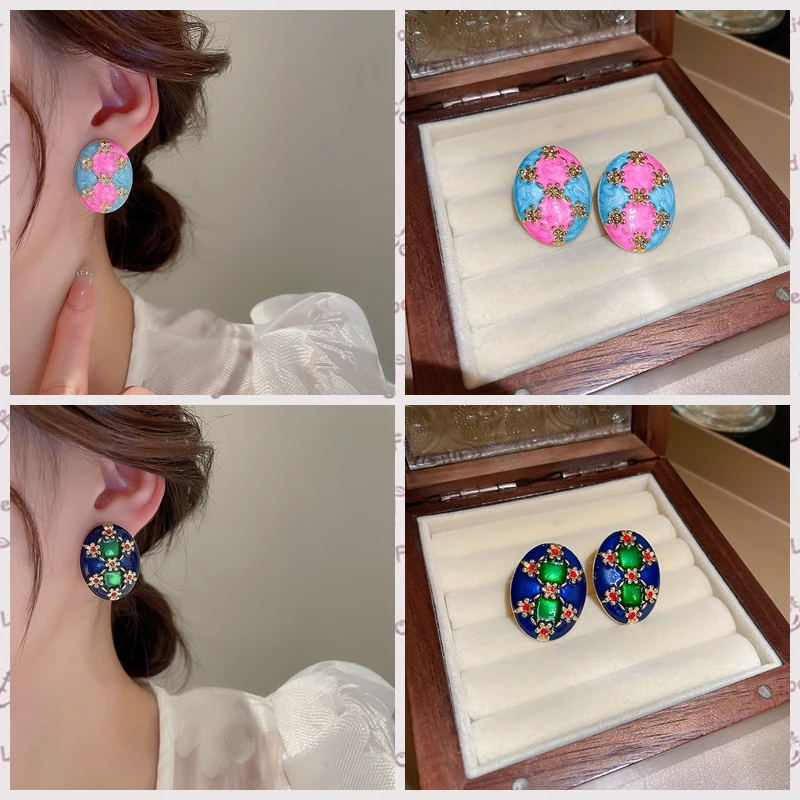2023 Vintage Exaggerated Clorful Flower Oval Stud Earrings for Women Trendy Daily Party Royal Baroque Earrings Y2K Kpop Jewelry
2023 Vintage Exaggerated Clorful Flower Oval Stud Earrings for Women Trendy Daily Party Royal Baroque Earrings Y2K Kpop Jewelry