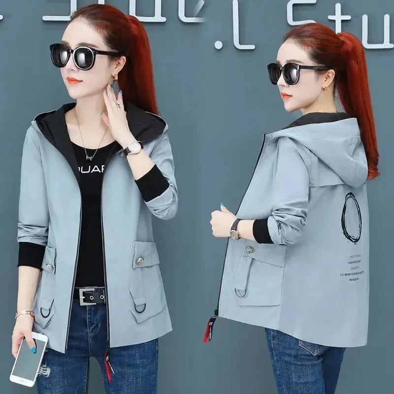 Spring Autumn Women Hooded Windbreaker Short Coat Women's 2023 New Loose Jacket Korean Outer Wear Fashion All-match Basic Coat
Spring Autumn Women Hooded Windbreaker Short Coat Women's 2023 New Loose Jacket Korean Outer Wear Fashion All-match Basic Coat