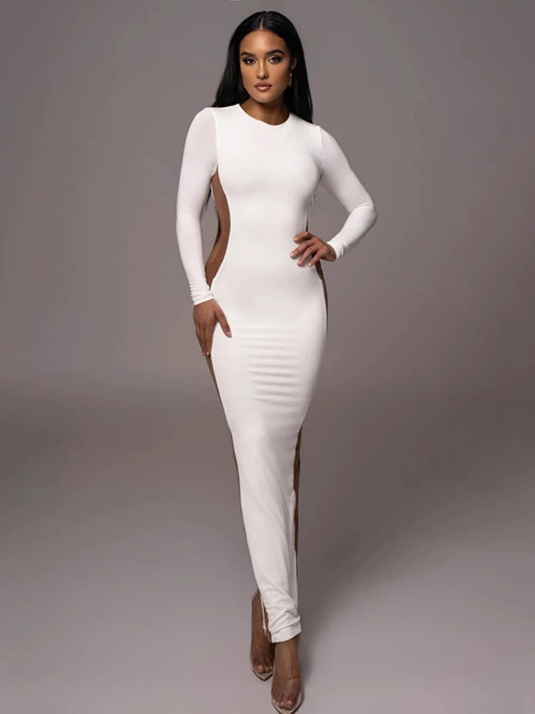 Autumn Winter Patchwork Maxi Dress Round Neck Long Sleeve Back Split Bodycon Dress Elegant Party Evening Dresses for Women 2023
Autumn Winter Patchwork Maxi Dress Round Neck Long Sleeve Back Split Bodycon Dress Elegant Party Evening Dresses for Women 2023