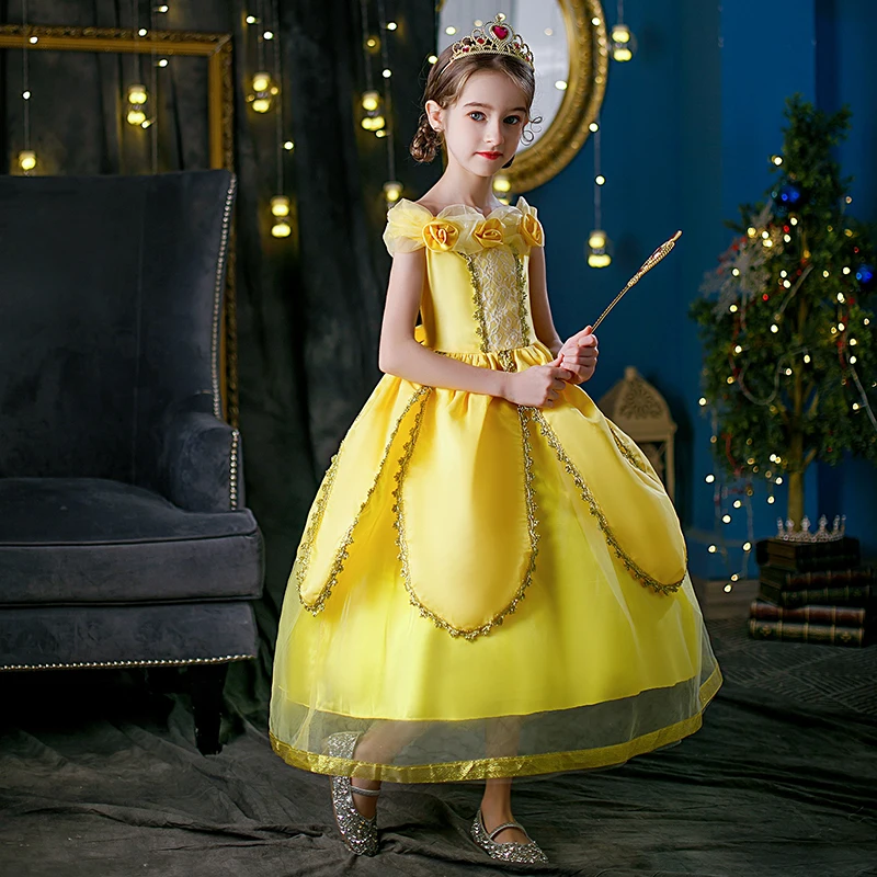 Disney Cosplay Belle Princess Dress Halloween Cotton Girls Beauty and The Beast Flower Gem Spring Autumn Winter Kids Clothing
Disney Cosplay Belle Princess Dress Halloween Cotton Girls Beauty and The Beast Flower Gem Spring Autumn Winter Kids Clothing
