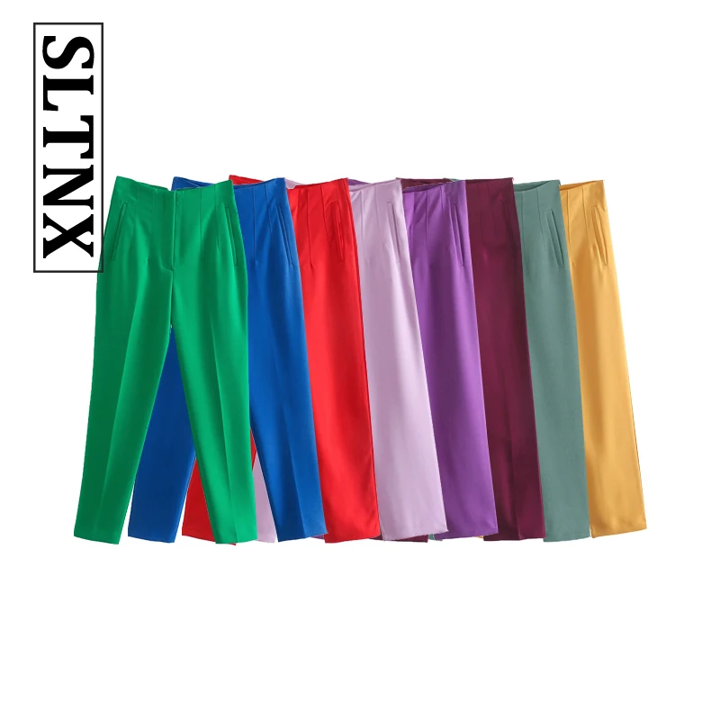 SLTNX 2022 Women Fashion Solid Straight Pants Office High Waist with Zipper Fly Female Trousers Women Casual Suit Pants
SLTNX 2022 Women Fashion Solid Straight Pants Office High Waist with Zipper Fly Female Trousers Women Casual Suit Pants